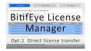 BitifEye License Manager Opt.1 direct license transfer